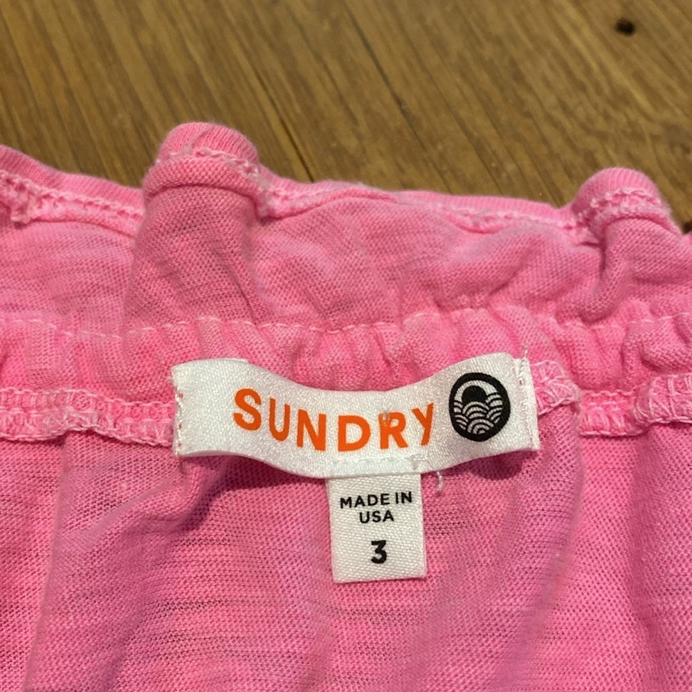 Sundry Pima Cotton Bubble Sleeve Top Size Bubblegum Pink LARGE